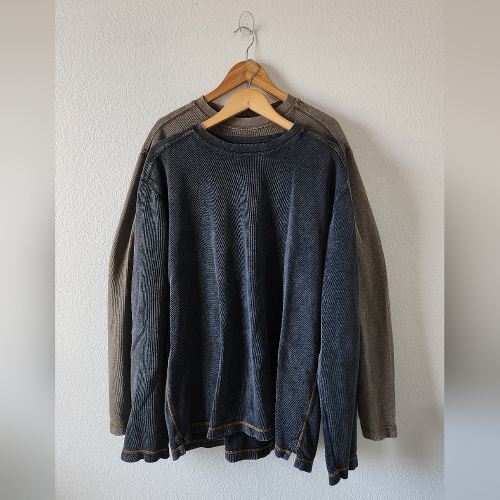 Johnston & Murphy Men's XL Thermal Pullover Long Sleeve Tops Bundle Of 2